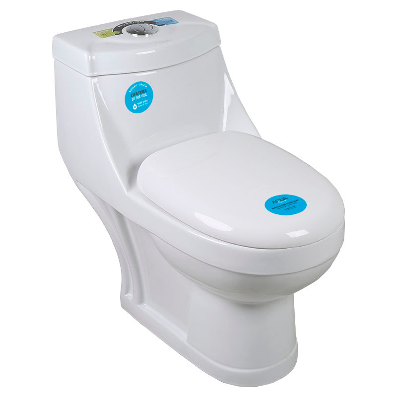 Inodoro Dante Aqua Nuova una pieza blanco elongado descarga doble