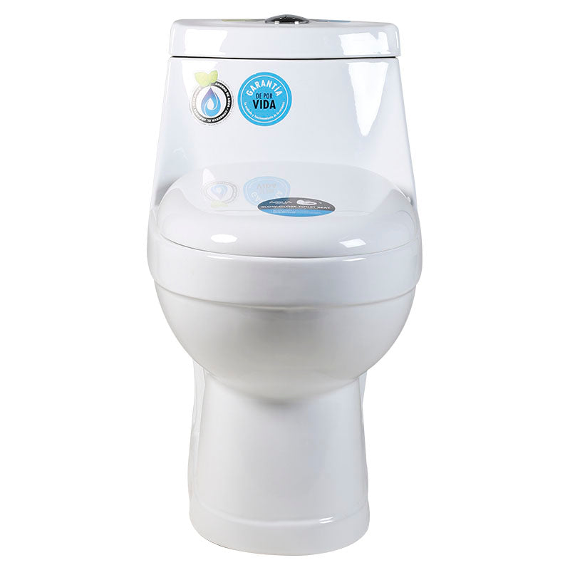 Dante Aqua Nuova One-Piece Elongated Dual Flush Toilet, White