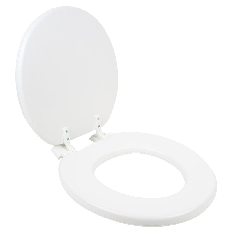 White cushioned round toilet seat
