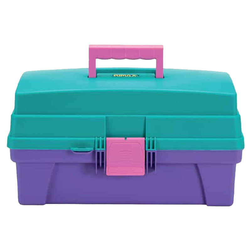 Caja organizadora turquesa y morado con espejo 36 cm