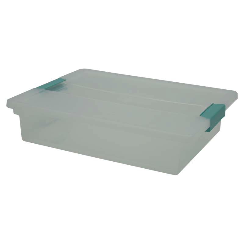 2-liter clear storage box with clip closure