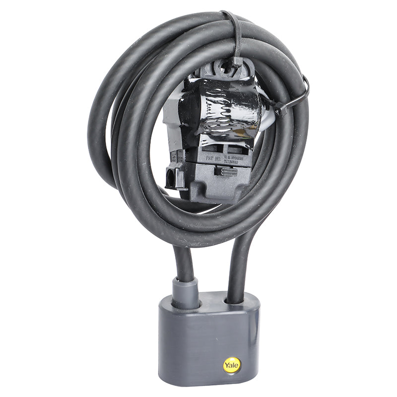 80mm Yale brass padlock with plastic-coated cable