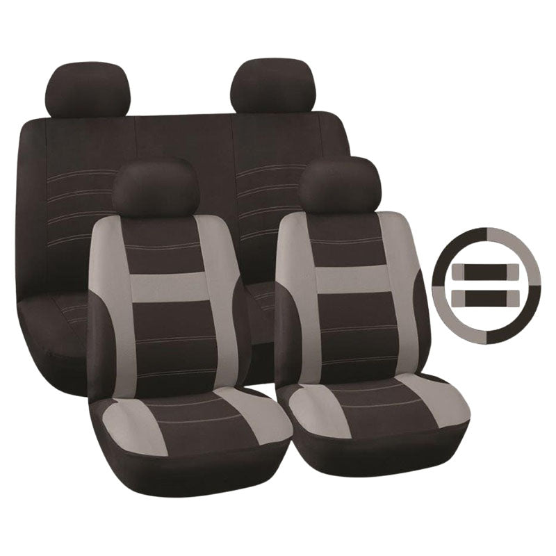 Majic 11-piece Doral gray polyester seat cover kit