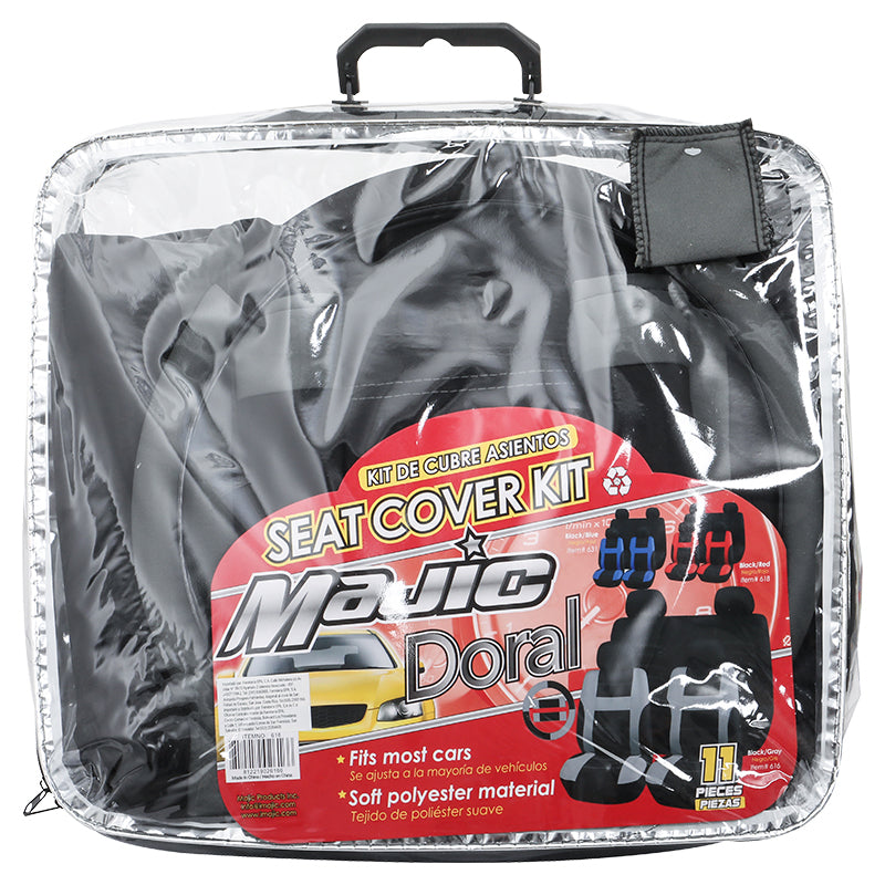Majic 11-piece Doral gray polyester seat cover kit