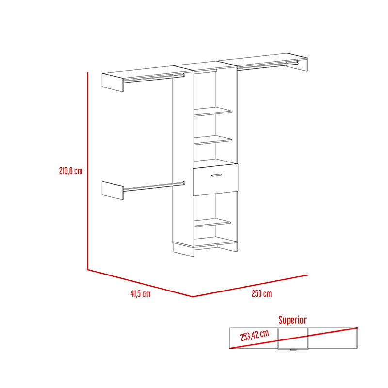 Manchester white melamine closet 210 x 250 x 42 cm