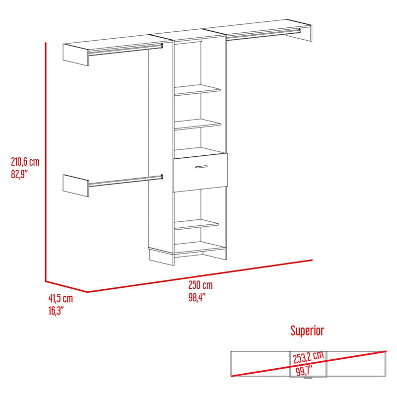 Melamine closet Manchester bardolino 210.6 x 250 x 41.5 cm