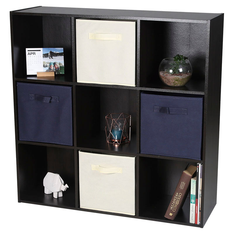 Mueble organizador cubos 9 espacios melamina nogal 91 x 30 x 91 cm