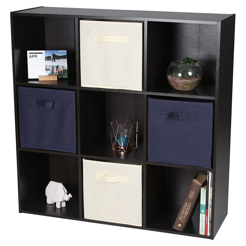 Mueble organizador cubos 9 espacios melamina nogal 91 x 30 x 91 cm