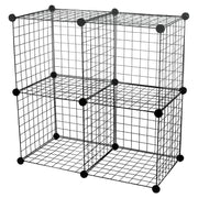 Storage unit cubes 4 spaces black metal 73 x 73 x 36 cm