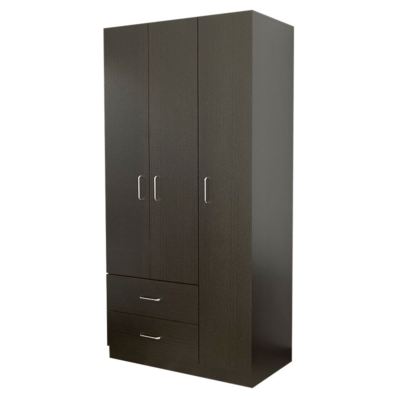 Ropero de melamina wengue 3 puertas 180x90x47 cm
