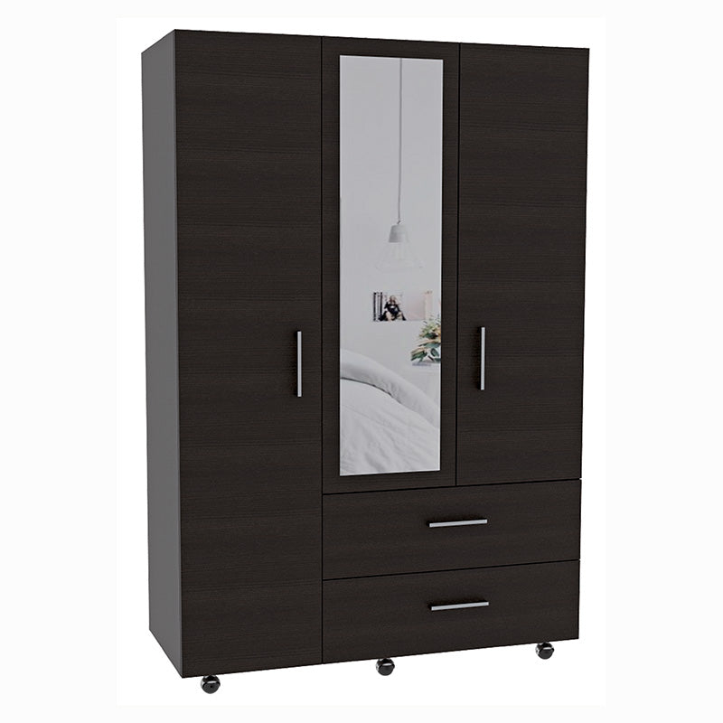 Armario Torino con ruedas y puerta con espejo 178x120x49.55 cm