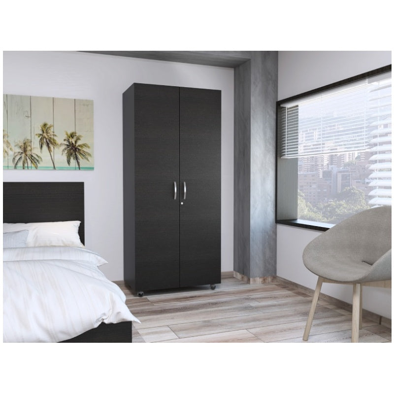 Armario Basic wengué de dos puertas de 182,5 x 80 x 48,5 cm