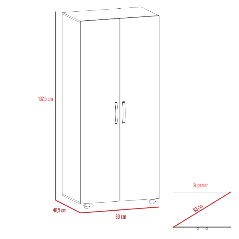 Armario Basic wengué de dos puertas de 182,5 x 80 x 48,5 cm