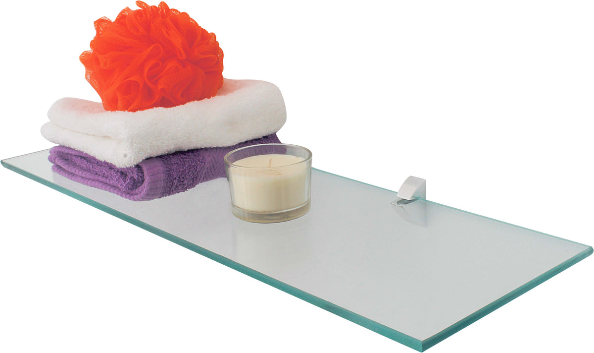 Repisa Tendenza vidrio transparente 20 x 60 cm soporte cromado
