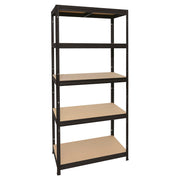 Estante metálico 5 niveles 174 x 75 x 30 cm soporta hasta 375 kg negro