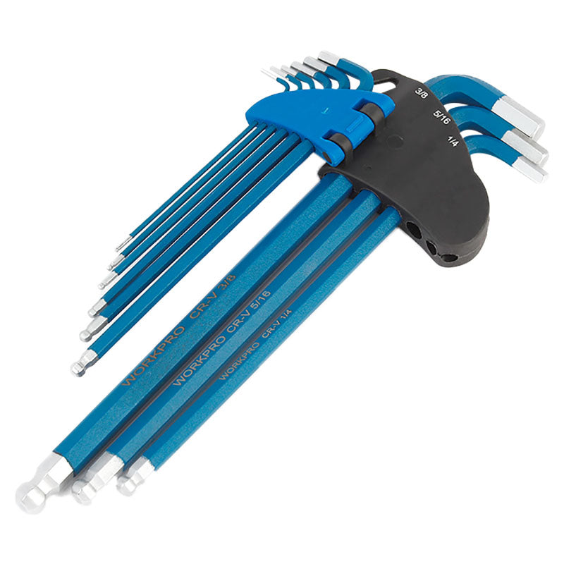 Set 9 llaves allen largas milimétricas punta redonda Workpro