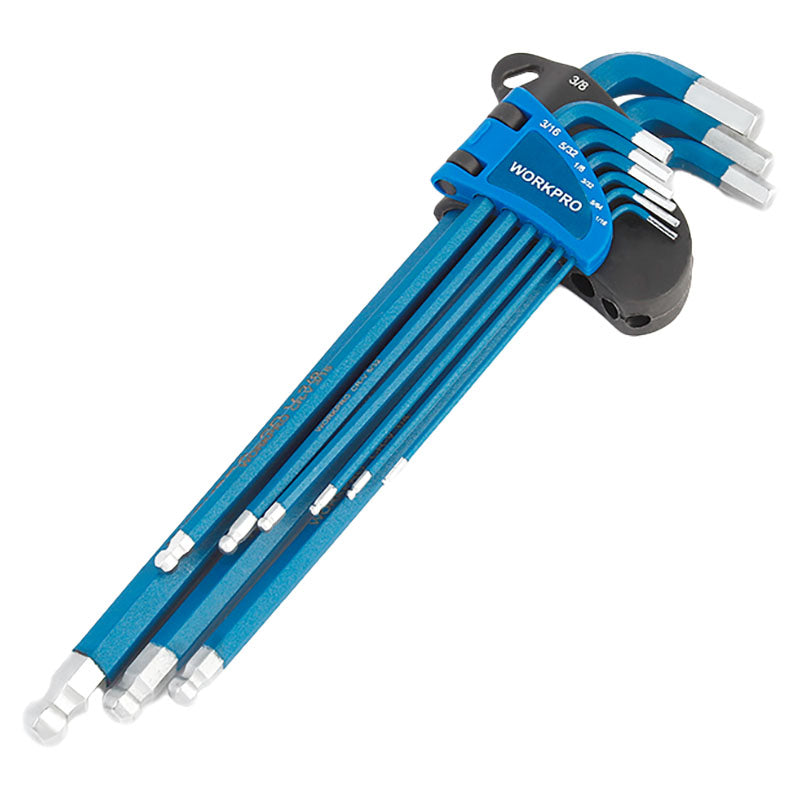 Set 9 llaves allen largas milimétricas punta redonda Workpro