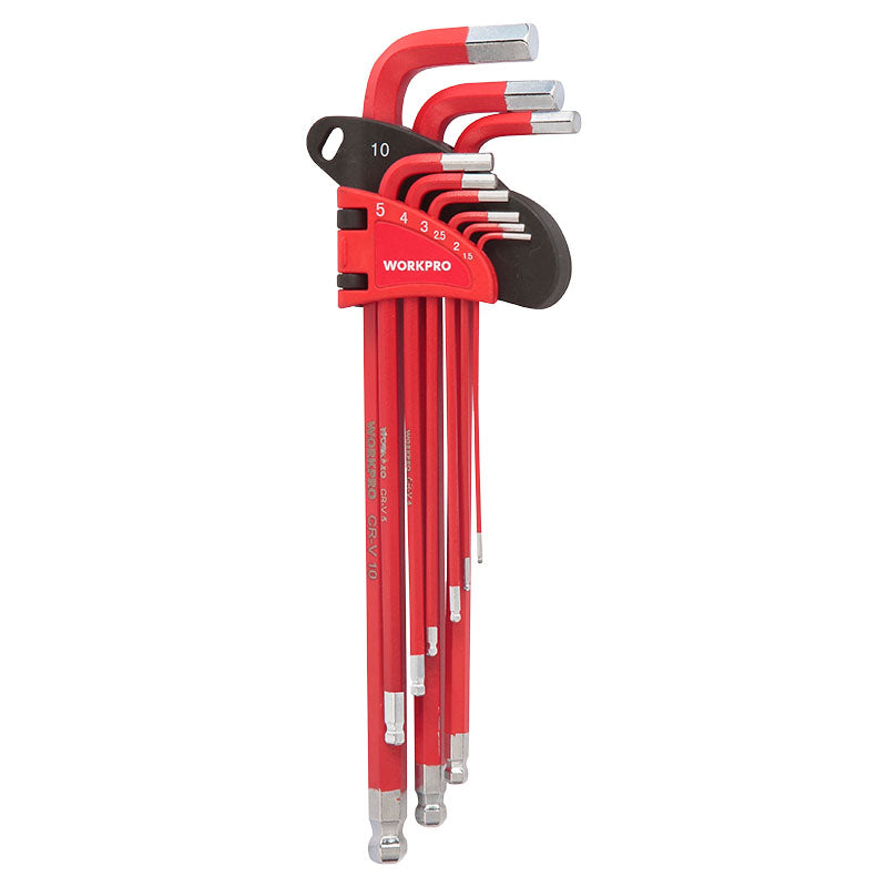 9-piece long arm ball end SAE hex key set 9 Workpro