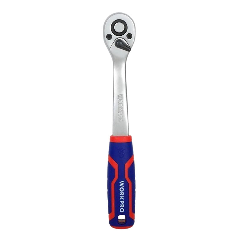 Workpro 3/8" Pear Head Ratchet, Bimaterial Handle, Quick Release, 45 Teeth
