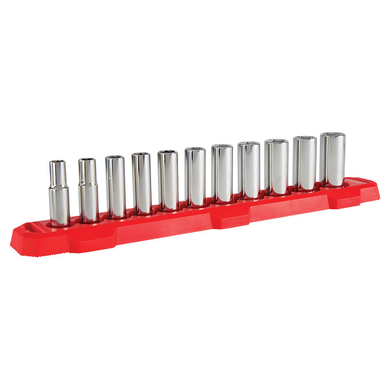 Set of 11 long 3/8" sockets from 9mm to 19mm