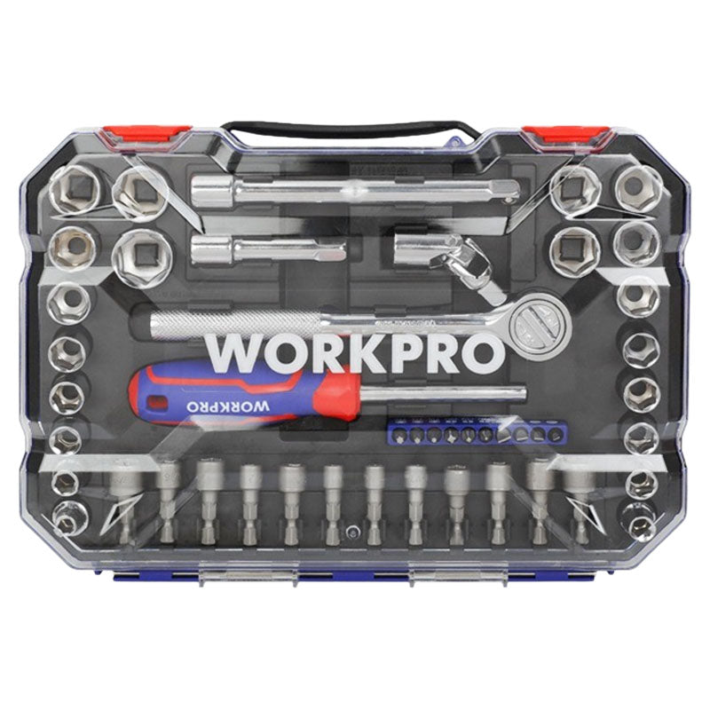Juego cubos 3/8" milimétricas y SAE 6 puntas 47 pzas Workpro