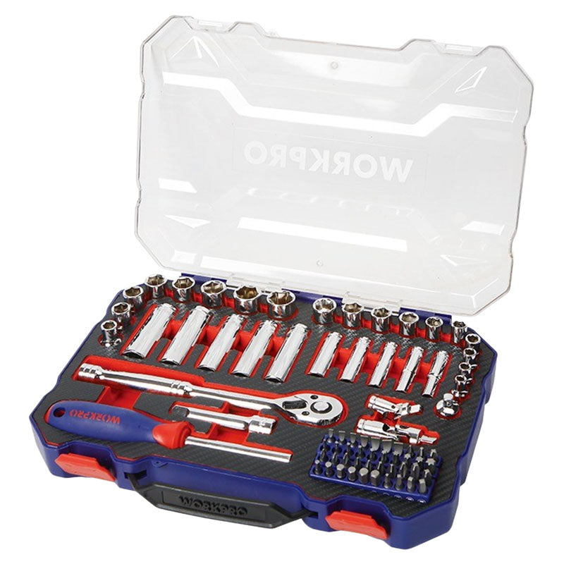 Juego cubos 3/8" milimétricas 6 puntas 75 pzas Workpro