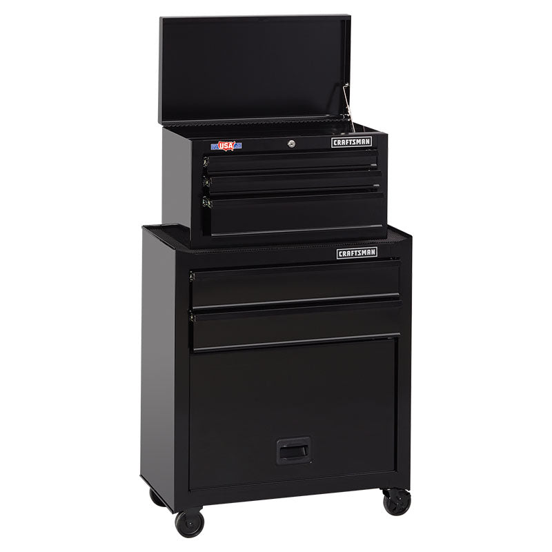 Gabinete rodante y caja metálica 5 gavetas negro Craftsman