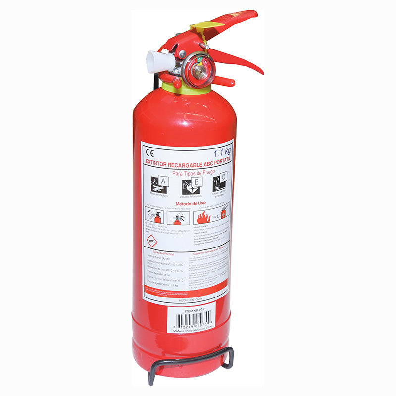 Extintor de fuego recargable ABC 1,1 kg (2,5 lb)