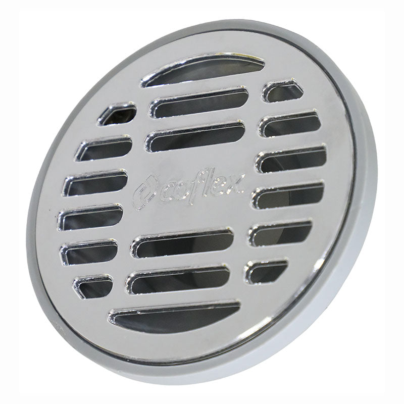 ABS plastic drain with 4" x 2" anti-odor circular chrome grate