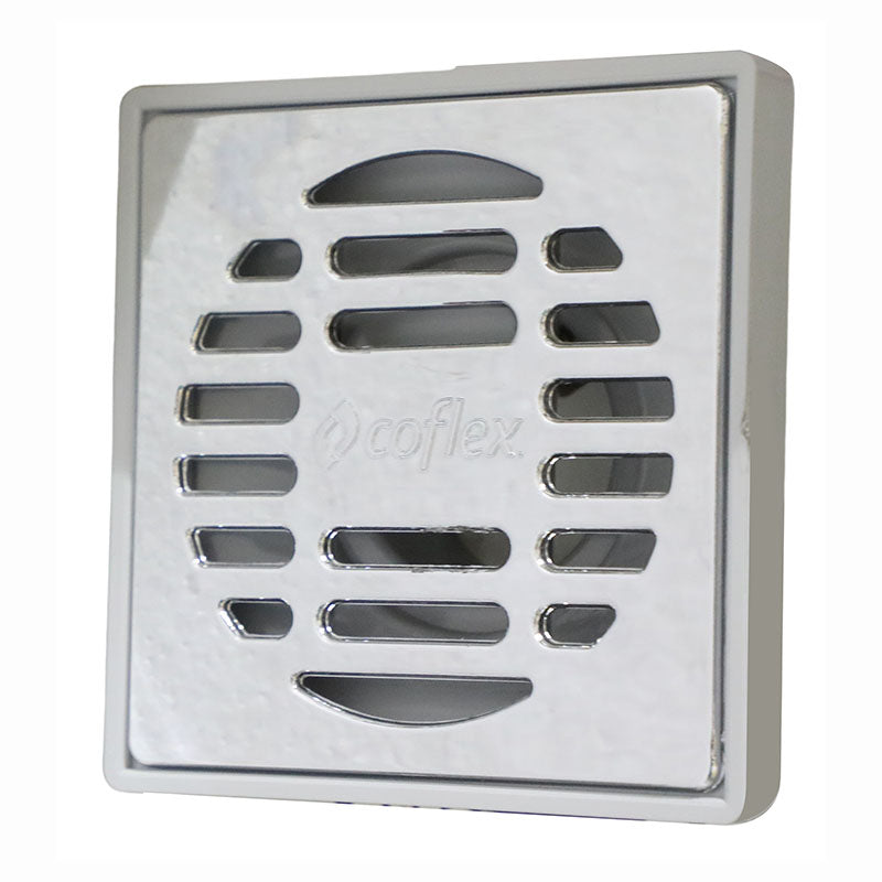 Desagüe plástico abs con rejilla cromada cuadrada 4" x 4" x 2" antiolores