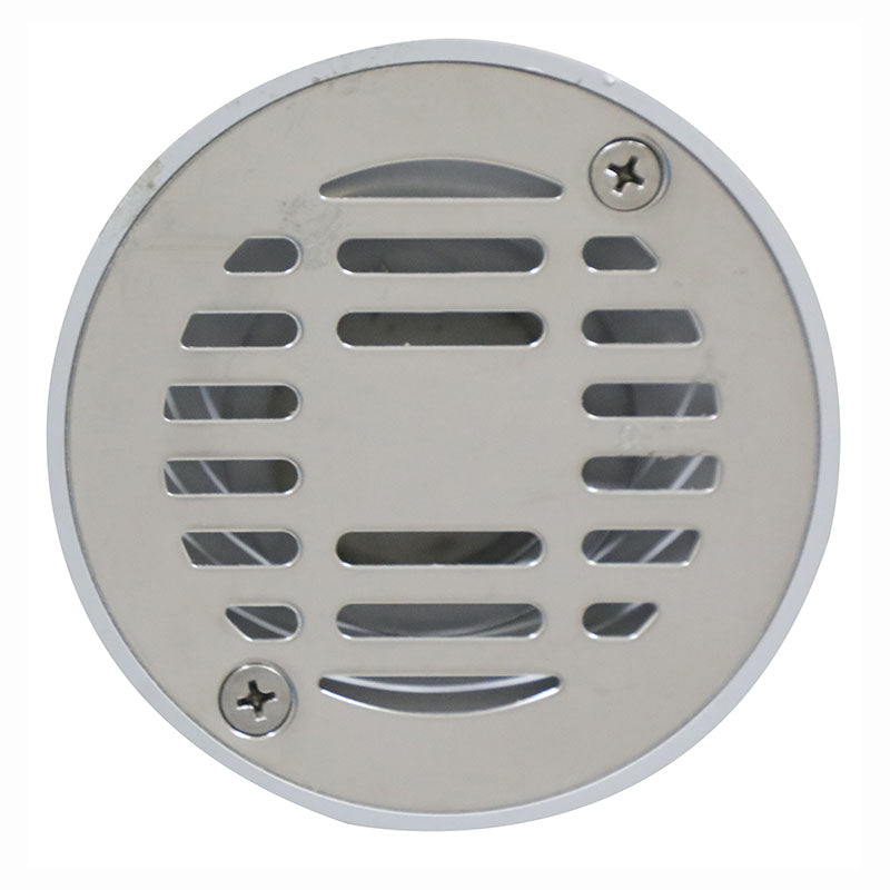 ABS plastic drain with 4" x 2" circular stainless steel anti-odor grate