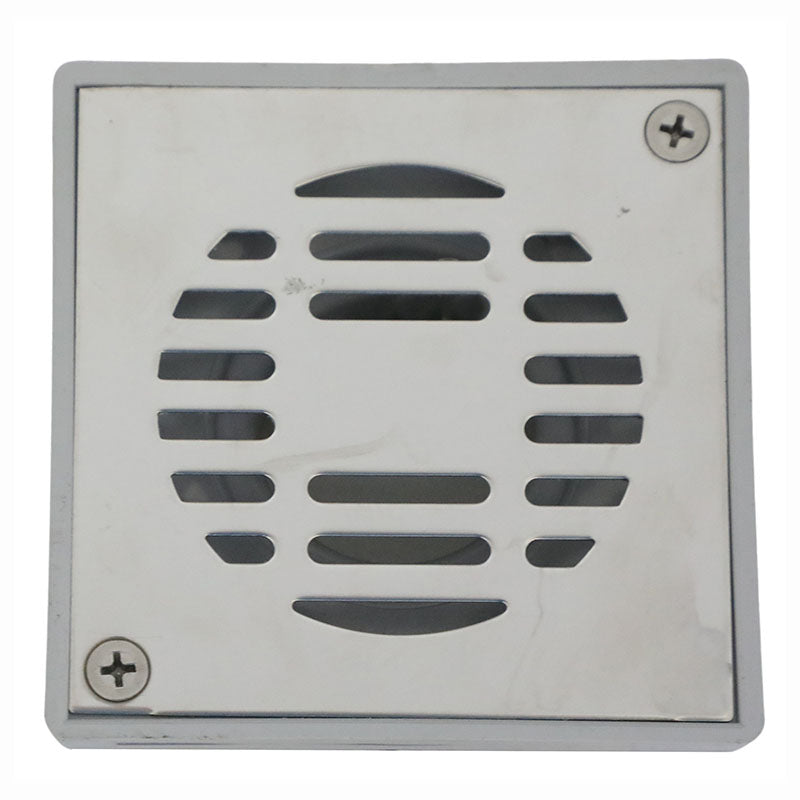 Desagüe plástico abs con rejilla de acero inoxidable cuadrada 4" x 4" x 2" antiolores