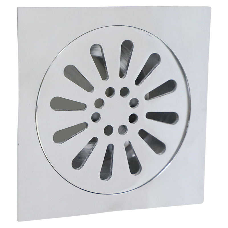 4" x 4" x 2" square chrome-plated brass grate drain with odor trap