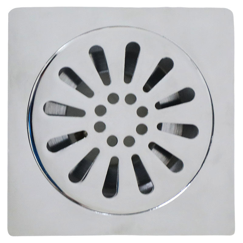 4" x 4" x 2" square chrome-plated brass grate drain with odor trap
