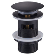 Matte black brass push-type lavatory drain 1 1/4" 9.5 cm
