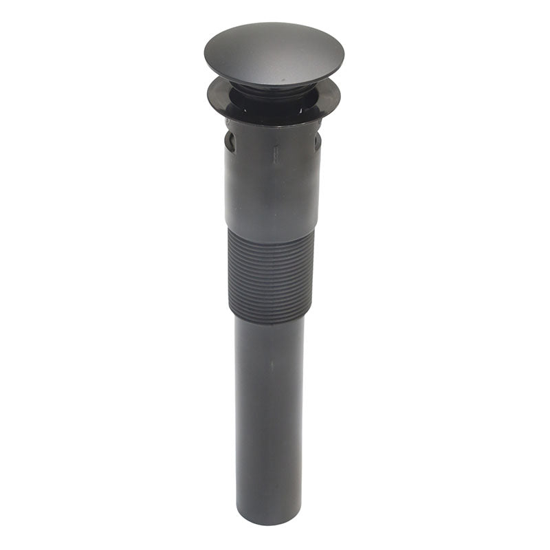 Matte black push-seal lavatory drain with overflow
