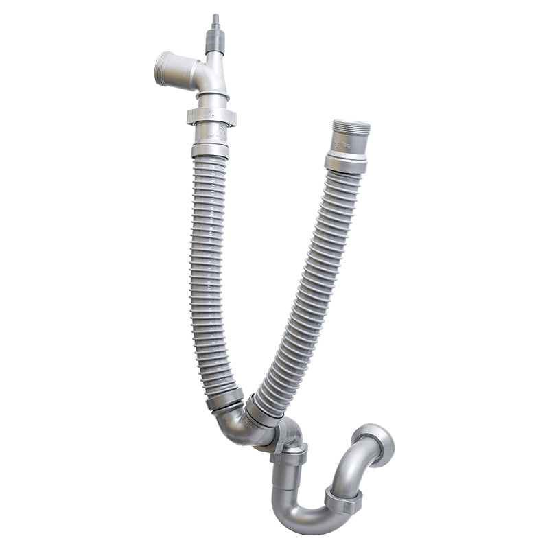 Sifón flexible de polipropileno para fregadero y lavamanos 1 - 1/2" 2 tanques