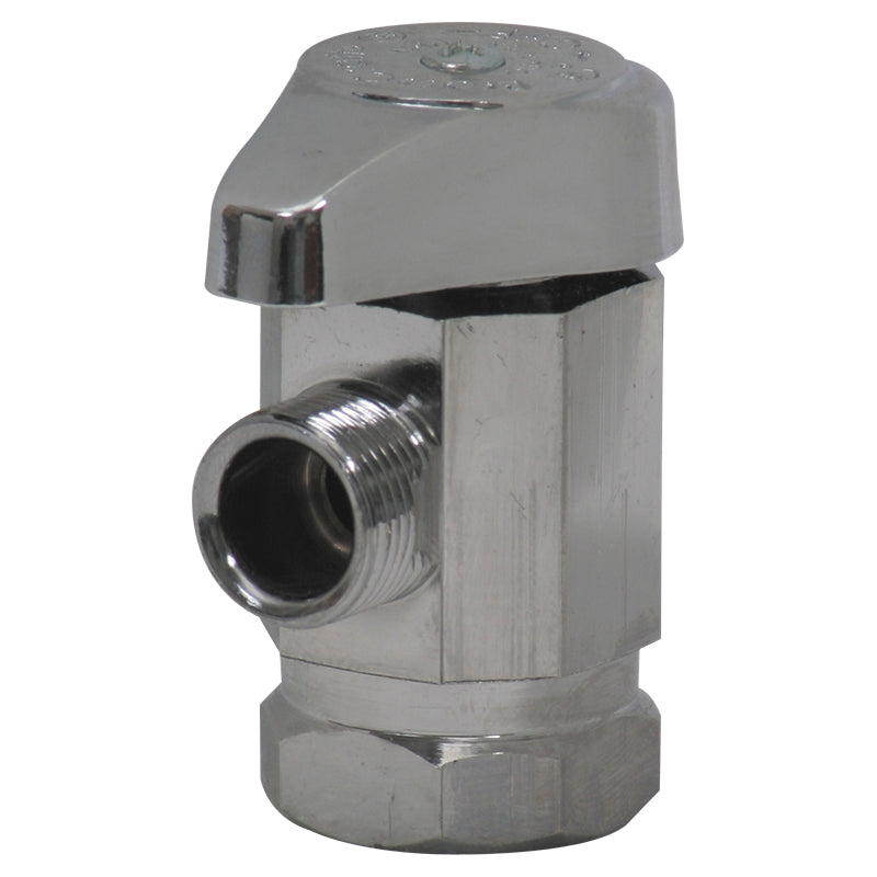 Llave de control latón angular 1/2" x 3/8" 1/4 de vuelta coflex