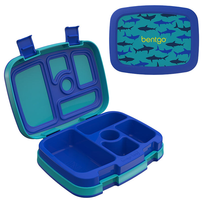 Loncheras antifugas Tiburón plástica rectangular turquesa y azul Bentgo