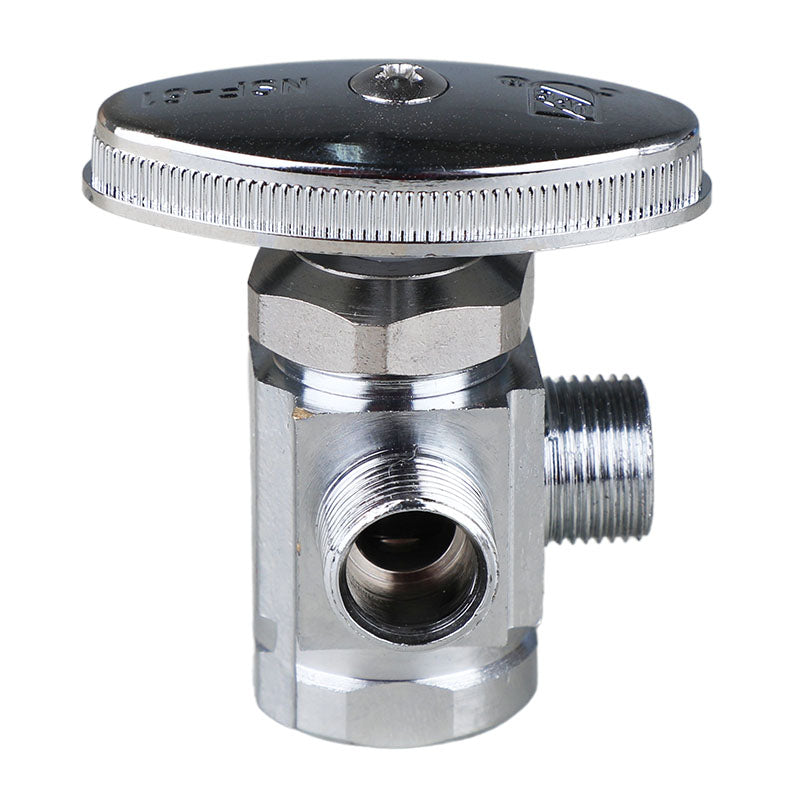 Multi-turn angle brass control valve 2 outlets 1/2" x 3/8" coflex
