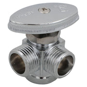 Llave de control latón angular 2 salidas 1/2" x 1/2" multivuelta coflex