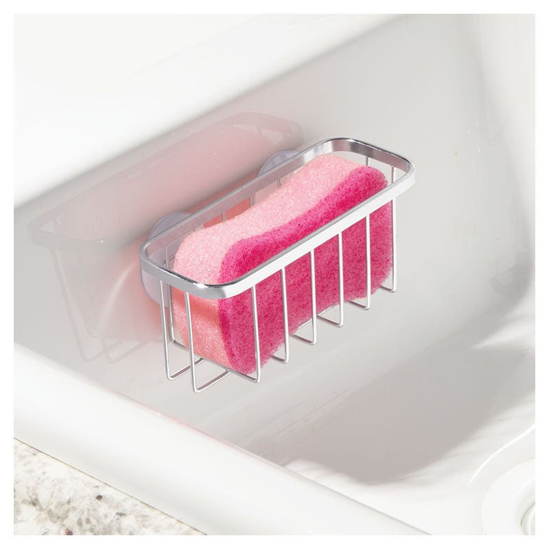 iDesign Stainless Steel Suction Sponge Holder