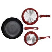 Set sartenes aluminio antiadherentes 1,8 mm inducción rojo