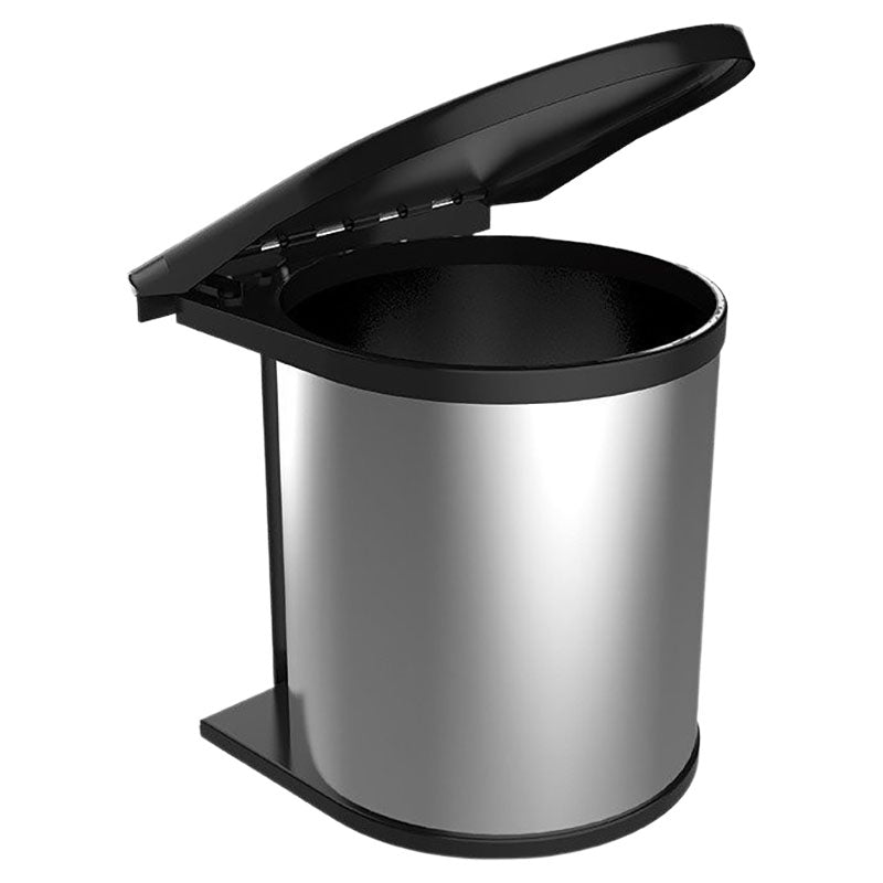 Round trash can with lid stainless steel silver Bonuit