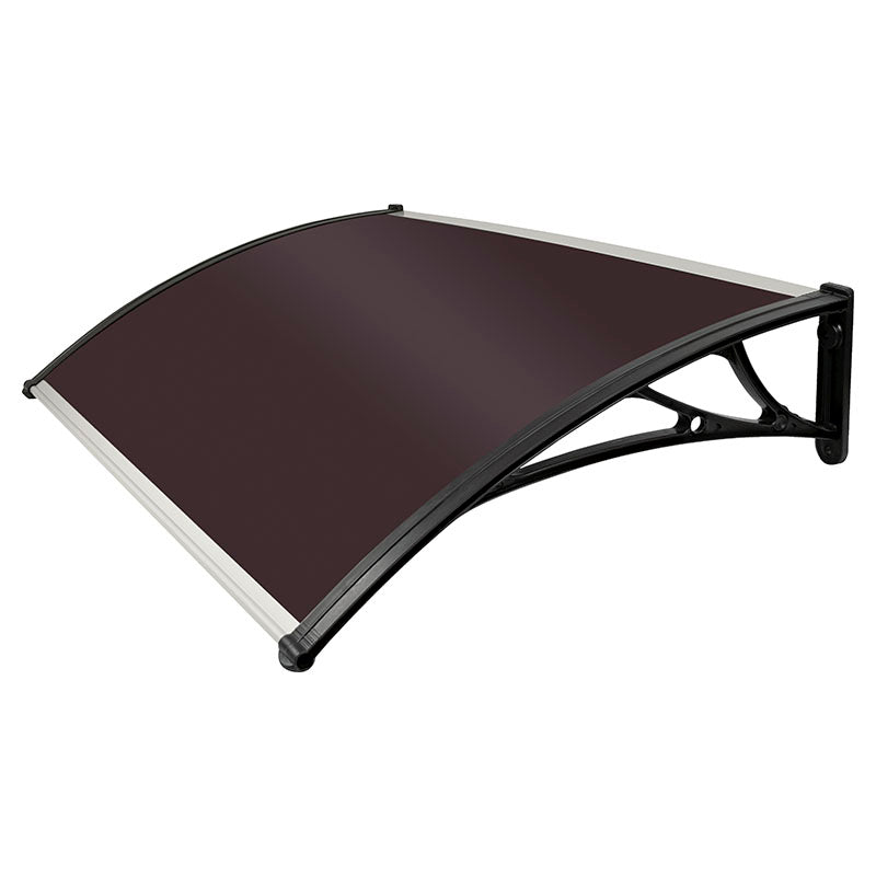 Alero policarbonato bronce soporte negro 125 x 80 cm