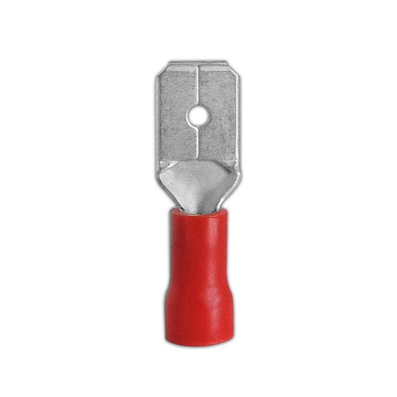 Red male flat terminal .250" 22-16 AWG 10 pcs