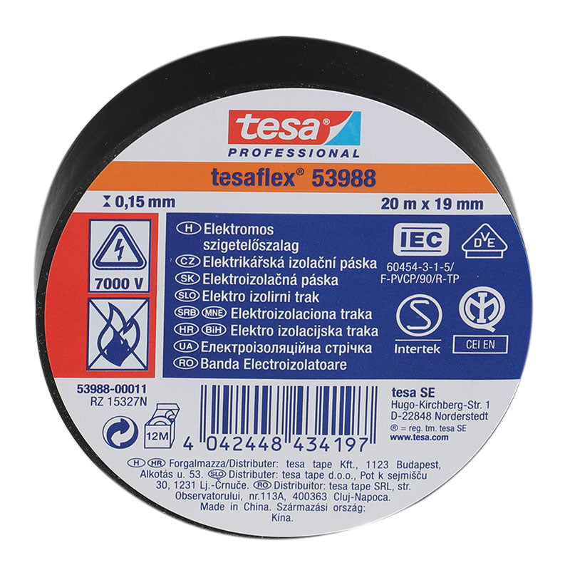 Tesaflex Electrical Tape 3/4" 20 m black ICE certified