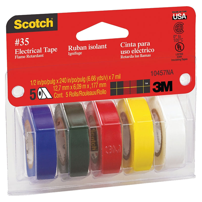 Cinta eléctrica Scotch 3M varios colores 5 uds UL