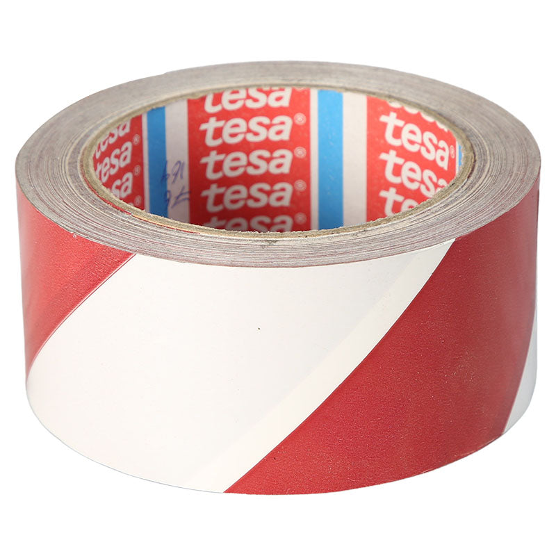 Rollo cinta de señalización 66 m rojo y blanco Tesa