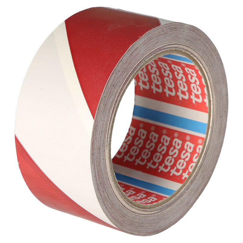 Rollo cinta de señalización 66 m rojo y blanco Tesa
